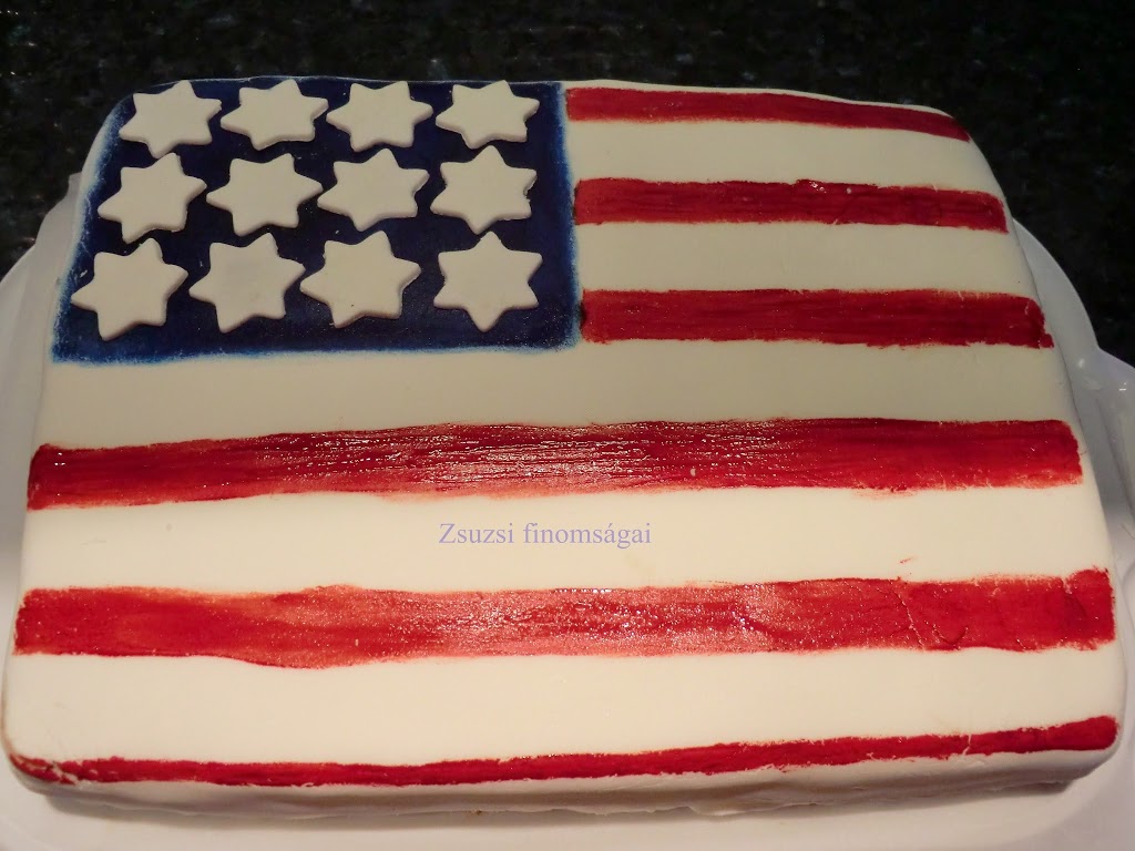 Amerika zászló torta (csokoládé torta)