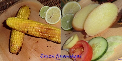 Grillezett kukorica és burgonya