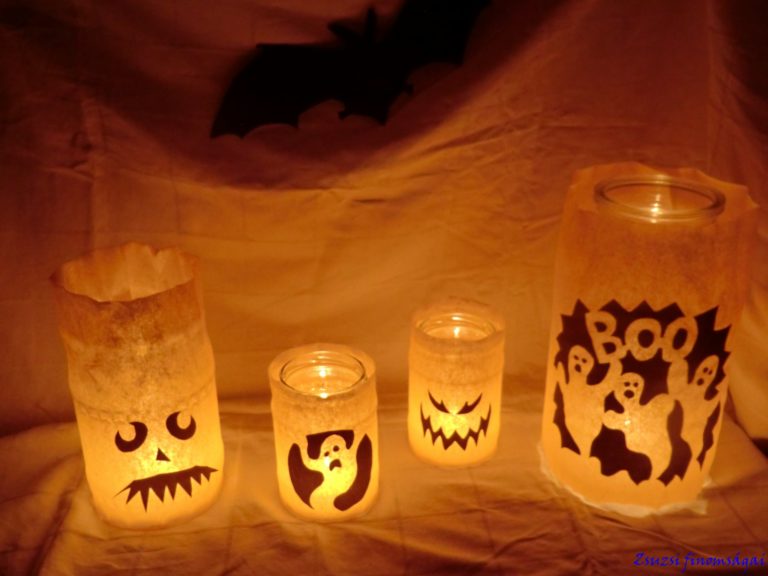 Halloween lámpás befőttes üvegből